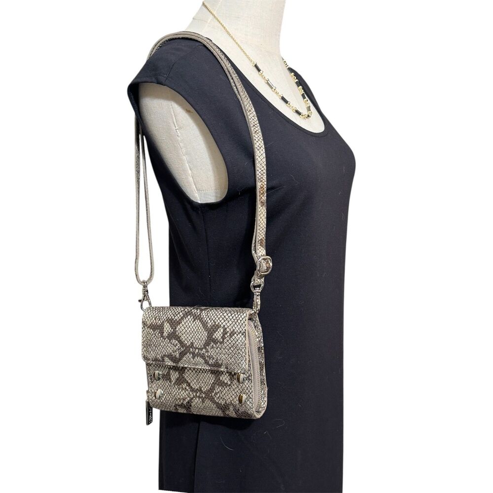 Hammitt Lucas Metallic Snakeskin Wallet Crossbody Clutch Silver - Picture 10 of 16